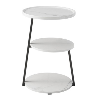 Danya B. 24"x16.6" Skylar Round 3 Tier Mid-Century Side Accent Table with Modern Pedestal Legs
