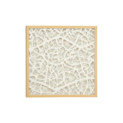23.5" x 23.5" Modern Large Square Abstract Art White Paper Shadow Box Wall Decor - Olivia & May: Fiberglass, Textile Art