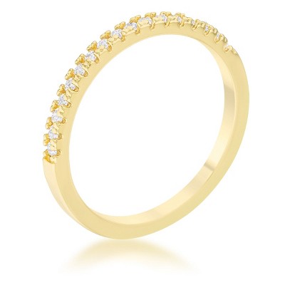 Slickblue Women’s 0.11ct CZ Gold Channel Set Ring, Simple Band with Clear Stones, Ideal for Anniversary, Size 5-10