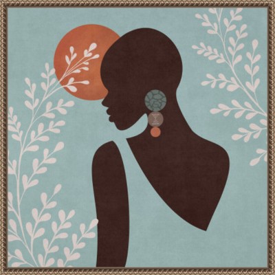 Amanti Art African Black Woman 01 Turkuaz by Emel Tunaboylu Framed Canvas Wall Art