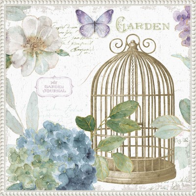 Amanti Art Rainbow Seeds Floral Birdcage III v2 by Lisa Audit Framed Canvas Wall Art