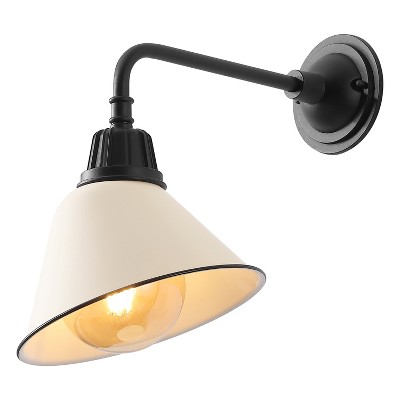 JONATHAN Y Croydon Farmhouse Industrial Indoor/Outdoor Iron LED Gooseneck Arm Outdoor Sconce