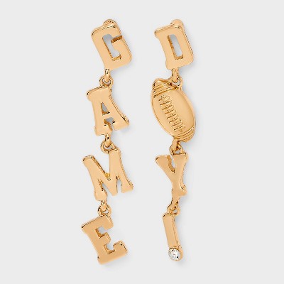 Football "Game Day" Initial Dangle Earrings - Universal Thread™ Gold
