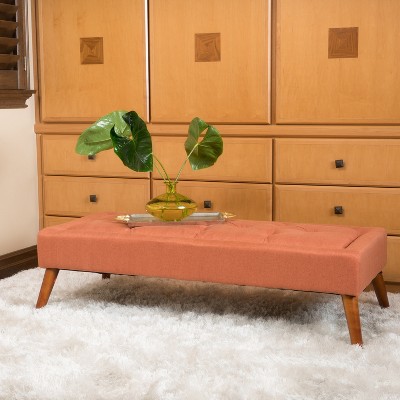 KWPZQEB Ottoman Bench, Mid-Century Rectangle End of Bed Bench with Upholstered, Vintage Tufted Entryway Bench for Bedroom, Hallway, Living Room, Foyer