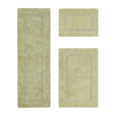 Lux Premium 100% Cotton  Ultra-Soft Tufted Solid Reversible 3 Piece Bath Rug Set, Water-Absorbent, Durable, Machine Washable Bathroom Rug