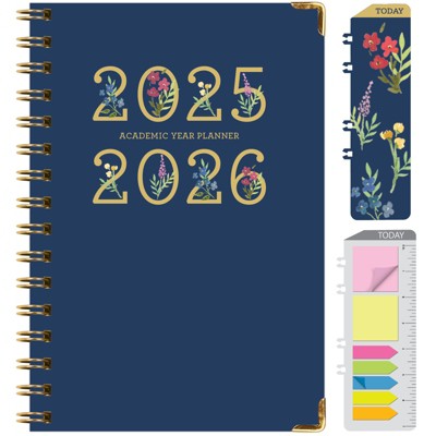 Global Printed Products Hardcover AY 2025-2026 Fashion Planner - 5.5"x8" (Navy Gold Numbers)