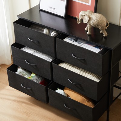 DSVIMOY Dressers, Tall Dresser with Wood Top, Storage Tower for Bedroom Entryway Hallway, Black, 13.8"*30"*38.2"