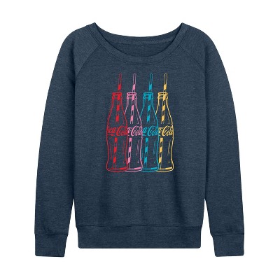 Women's - Coca-Cola - Coke Bottles Lightweight French Terry Wide Neck Long Sleeve Graphic Shirt