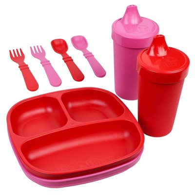 Re-Play 8pc - Valentine Mealtime Set - Red/Bright Pink