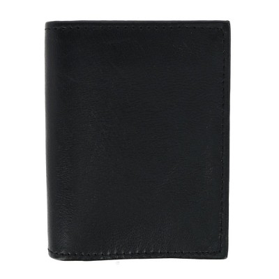 CTM Men's Lambskin Bifold Wallet with Center Flap