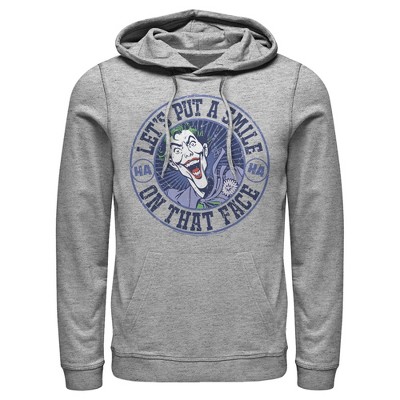Men's Batman Joker Let's Put a Smile On That Face Pull Over Hoodie