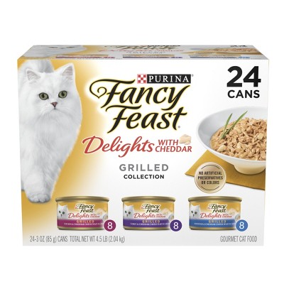 Purina Fancy Feast Delights Variety Pack Chicken,Turkey, Fish and Cheddar Flavor Wet Cat Food Cans - 3oz/24ct
