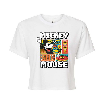 Women's - Disney - Mickey Wave Form Cropped Graphic T-Shirt