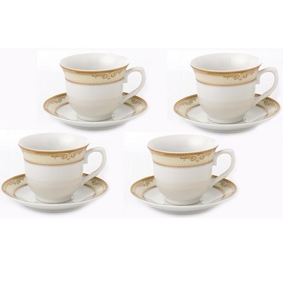 Lorren Home 8oz. Tea/Coffee Set Service for 4-Gold Floral