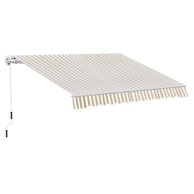 Anybear 12' x 10' Retractable Awning Patio Awnings, Sun Shade Shelter with Manual Crank Handle, for Deck, Balcony, Yard