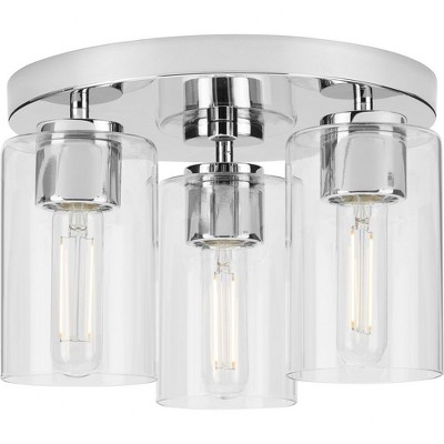 Progress Lighting Cofield 3-Light Flush Mount, Polished Chrome, Glass Shades