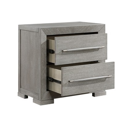 KIGFTSOD Modern Nightstand with 2 Storage Drawers,Gray