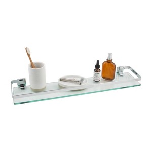 Glass Shelf with Rail Chrome - Organize It All: Wall-Mounted Bathroom Furniture, Polypropylene Frame, Universal Storage - 1 of 4