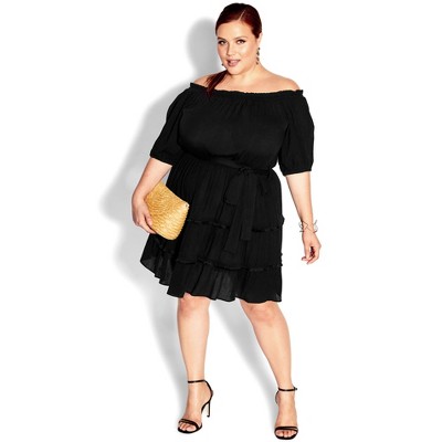 Women's Plus Size Fiesta Fringe Dress - black | CITY CHIC