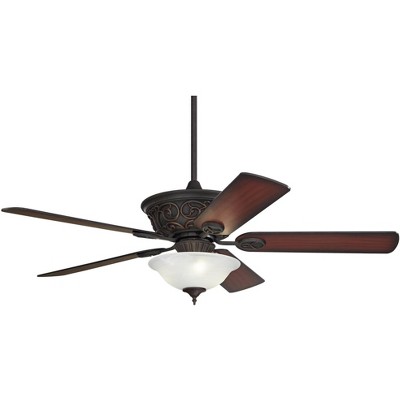 52" Casa Vieja Contessa Industrial Rustic Indoor Ceiling Fan LED Light Bronze Copper Cherry Alabaster Glass Living Kitchen Room
