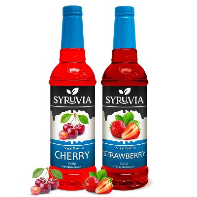 Syruvia Sugar Free Coffee Flavors Variety Pack: Cherry & Strawberry 25.4 fl oz Syrup
