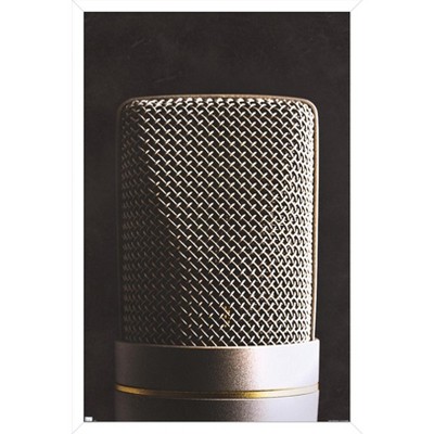 Trends International Tom Quartermaine - Retro Microphone Framed Wall Poster Prints
