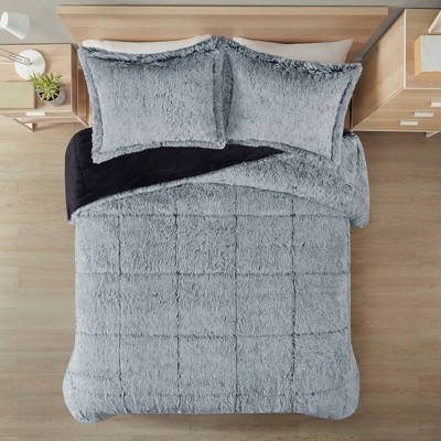 Intelligent Design Leena Shaggy Long Faux Fur Comforter Mini Set