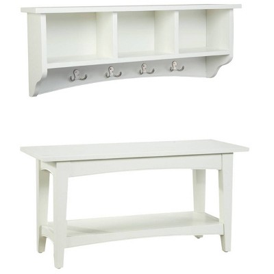 Shaker Cottage Storage Coat Hook with Bench Set - Alaterre Furniture