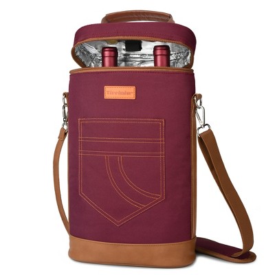 Tirrinia 2 Bottle Carrier Tote, Leakproof & Insulated Padded Versatile Wine Cooler Bag, Gift Idea