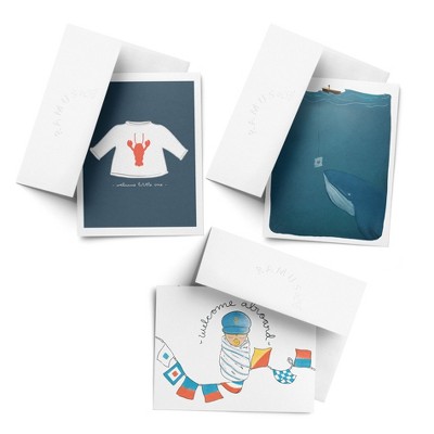Baby Greeting Card Pack (3ct) "Love Note, Welcome Aboard, Lobster Sweater" by Ramus & Co