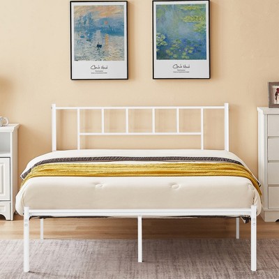 VECELO Metal Platform Bed Frame Queen/Full/Twin Size, Heavy Duty Bed Frame with Headboard & Footboard Black/White/Gold/Pink