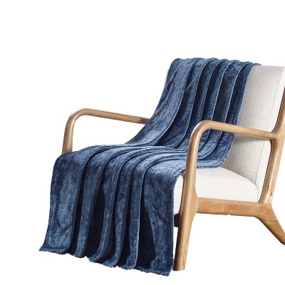 Plazatex Dama Embossed Decorative Super Soft Throw Blanket for Sleep/Decor 2 Pack 50" x 60" Oxford Blue