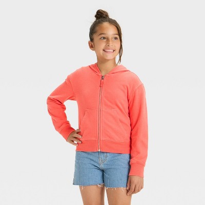 Girls' Hooded French Terry Zip-Up Sweatshirt - Cat & Jack™