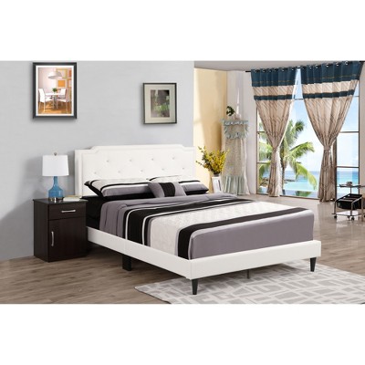 Queen Size Platform Bed with Upholstered Headboard for Bedroom