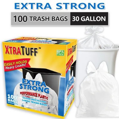 Boxs Of 100 Bags 30 Gallon White Disposable Large Trash Bags For Large Kitchen Trash Can, Hefty Ultra Strong 100 Count 113.5L Multipurpose Supplies