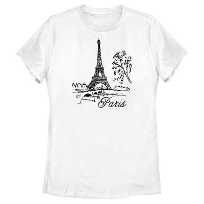 Women's Lost Gods Paris Eiffel Drawing T-Shirt