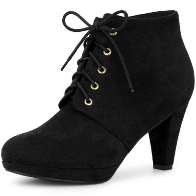 Allegra K Women's Lace Up Platform Chunky Heels Ankle Booties