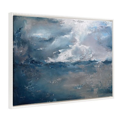Kate and Laurel Sylvie Beaded Shades of Blue Framed Canvas by Mackenzie Nelson