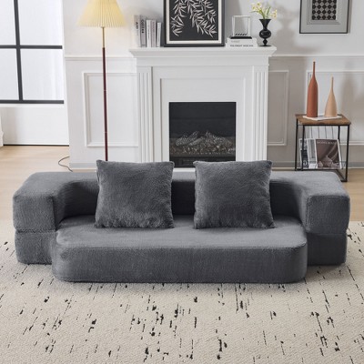 VASIP Convertible Sectional Sofa Bed,Supportive Foam, Soft Chenille, Compact for Small Spaces,Home Offices ,Black