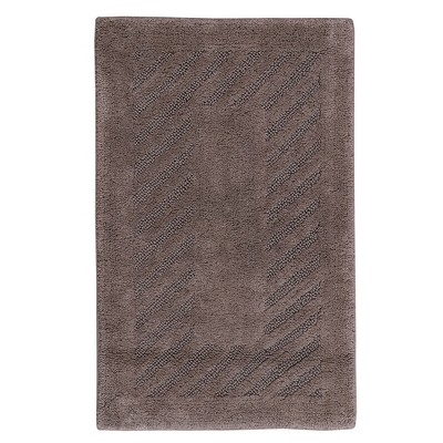 Knightbridge Diagonal Racetrack 100% Cotton Reversible Bath Rug Stone