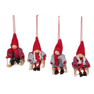 Northlight Holiday Kids on Sleds Christmas Ornaments - 4" - Set of 4