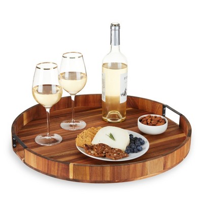 Twine Lazy Susan 20 inch Wooden Serving Board, Countertop Lazy Susan for Kitchen Decor, Turntables for Kitchen Countertop Decor Acacia Tray Set of 1
