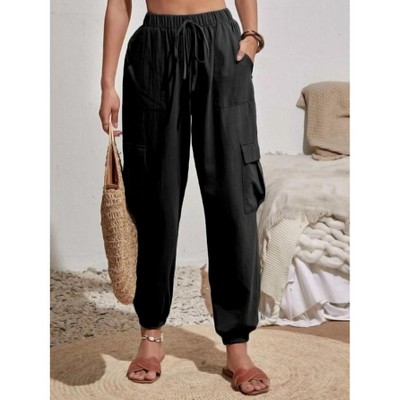 Joggers for Women Loose Drawstring High Waisted Cargo Pants with Pockets