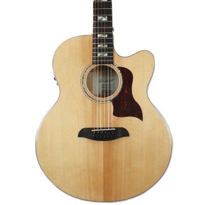 Sawtooth Solid Spruce Top Jumbo Cutaway 12 String Acoustic Electric Guitar with Flame Maple Back and Sides