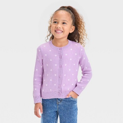 Toddler Girls' Heart Cardigan - Cat & Jack™ Lilac Purple