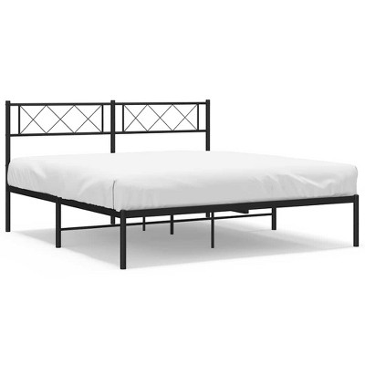vidaXL Full Metal Bed Frames with Headboard, Under Bed Storage, Noise Free, Black, No Mattress