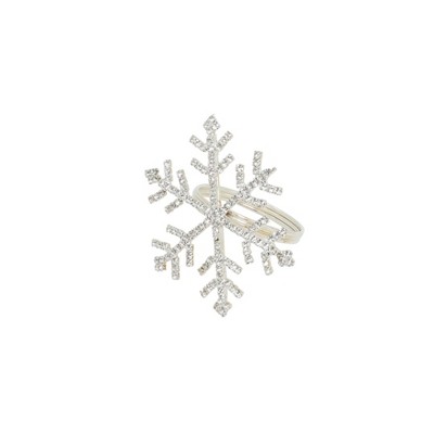 Saro Lifestyle Beaded Snowflake Napkin Ring (Set of 4), Silver