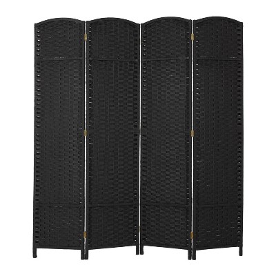 FDW Round Top Woven Room Divider  4/6-Panel Foldable Partition Screen  for Home Office