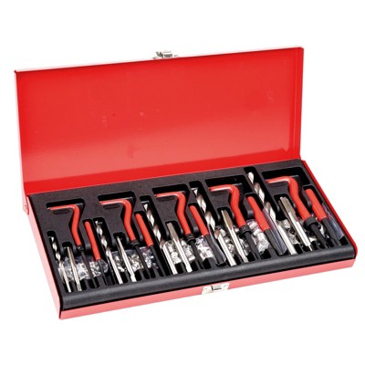 VEVOR Helicoil Thread Repair Kit, 166-Piece Metric HSS Drill Helicoil Repair Kit, M5 M6 M8 M10 M12 Heli Coil Rethreading Tool Kit, Red+Black