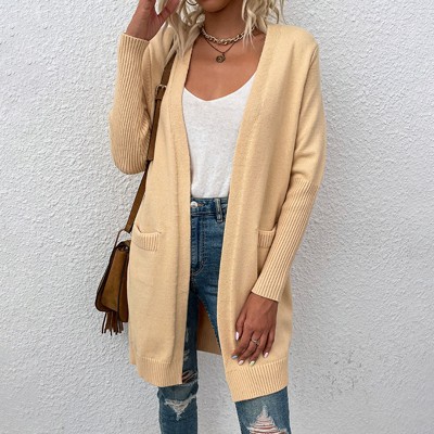 Women Long Cardigan Sweaters Lightweight Open Front Duster Knit Fashion Sweater Coats Trendy Cardigans with Pocket